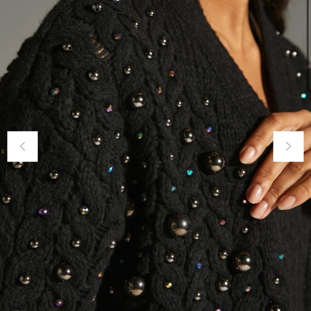 Maeve | Anthropologie | Party Pearl Cardigan Sweater One Size